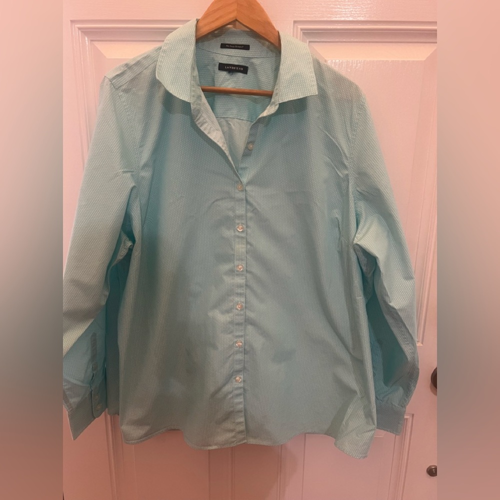 Lands’ End Blueish Dotted Blouse Size 24W